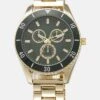 Pier One Unisex - Montre - Gold-Coloured/Green -France Pier One Soldes Boutique 1156820157844b55ac199bd98e887062
