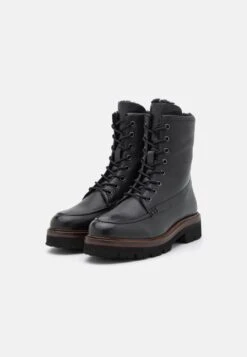 Pier One Leather Winter Boot - Bottines À Lacets - Black -France Pier One Soldes Boutique 4eba4b3ac1c240ad90bc34ac13616347