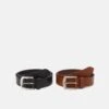 Pier One Leather 2 Pack - Ceinture - Cognac/Black