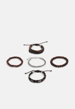 Pier One 5Pack - Bracelet - Brown, Silver-Coloured