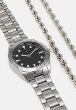 Pier One Set - Collier - Silver-Coloured/Black -France Pier One Soldes Boutique 83102eb3ab884b968ea711d6d380bde6